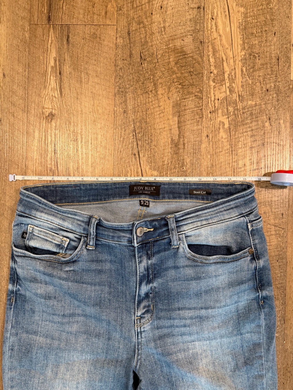 High-Rise Light Blue Bootcut Jeans - Women's - Picture 5 of 7